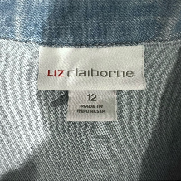 Liz Claiborne Denim Button Down Shirt Dress Size 12 - Picture 5 of 9